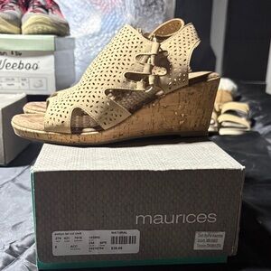 Maurices Natural Cutout Wedge Sandals